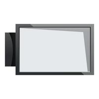 Modern smart tv showing blank screen hanging on white wall vector