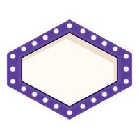 Purple hexagon marquee light bulb sign with blank space for your text vector