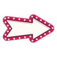 Red neon arrow sign pointing right with empty space for text vector