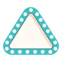 Triangle shaped blue marquee light bulb sign with empty space for your text vector