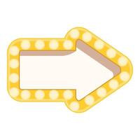 Golden arrow sign with glowing lights pointing right vector