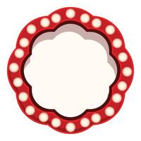 Red scalloped frame featuring bright lightbulbs for your message vector