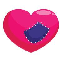 Pink heart with a patch is representing heartbreak and healing vector