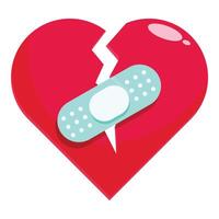 Bandage trying to heal broken heart representing heartbreak concept vector