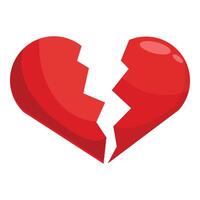 Red broken heart representing sadness and heartbreak vector