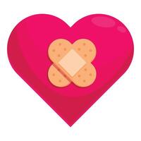 Big pink heart with two bandages representing healing from heartbreak vector