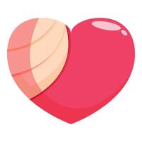 Big red heart with bandage representing mending a broken heart vector