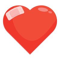 Big red heart getting healed with bandage vector