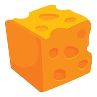 Square block of yellow cheese with holes illustration vector