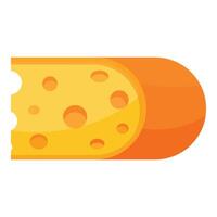 Round piece of yellow cheese with holes showing texture vector