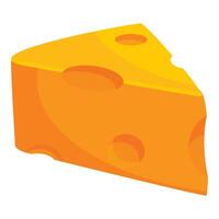 Triangular piece of yellow cheese with holes is lying vector