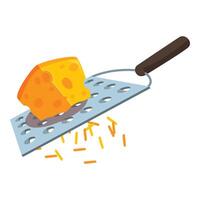 Grater grating a block of cheese on a white background vector