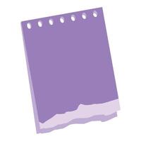 Purple notepad paper with torn bottom edge floating vector