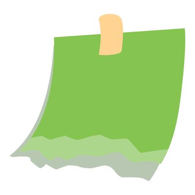 Green crumpled ripped paper note with adhesive tape