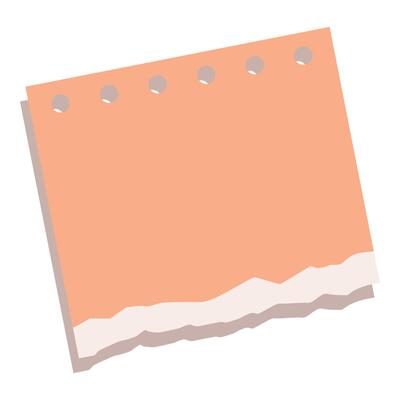 Blank orange ripped notepaper with holes for binder