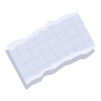 Blank torn squared paper is folded on white background vector