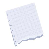 Blank torn squared paper sheet is folded on white background vector