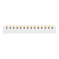 Golden binding metal rings on white paper creating a horizontal line vector