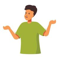 Young man arguing and gesturing with hands having aggressive facial expression vector