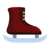 Red ice skate standing on a thin layer of ice vector