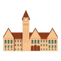 Large city hall building with clock tower on white background vector