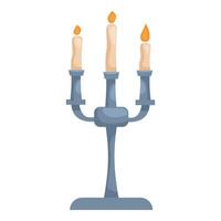 Elegant silver candelabra holding three lit candles vector