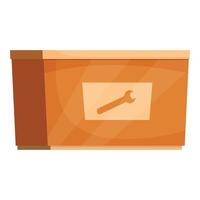 Wooden toolbox containing tools for repairing and maintaining vector