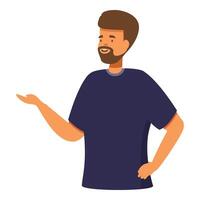 Smiling man is presenting something vector