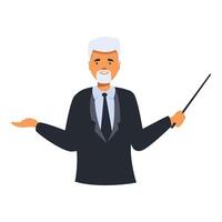 Senior businessman pointing with pointer stick making presentation vector