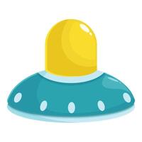 Cartoon ufo spaceship flying in sky vector