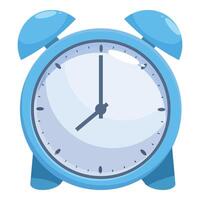 Blue alarm clock showing six o'clock on white background vector