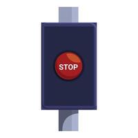 Red emergency stop button showing danger on blue panel vector