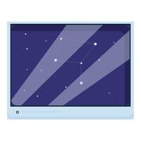 Computer monitor showing constellation stars in night sky astronomy background vector