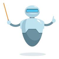 Friendly robot explaining something holding a pointer vector