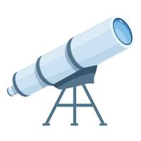 Telescope standing on a tripod, pointing up to observe stars and planets vector