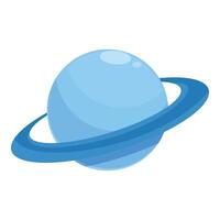 Blue planet surrounded by rings orbiting in space vector