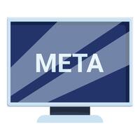 Computer screen displaying meta logo on blue background vector