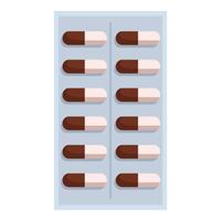 Blister pack containing brown and white capsules for medical treatment vector