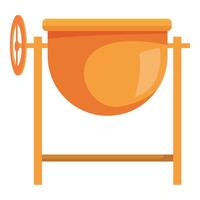 Concrete mixer machine standing on wooden legs with empty tank for construction works vector