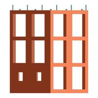 Construction site showing unfinished building facade with exposed brickwork vector