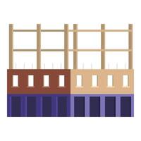 Construction site showing building progress with wooden framework vector