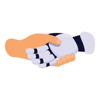 Businessman shaking hands with robot for artificial intelligence development vector
