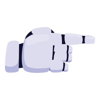 Robot hand pointing right with index finger