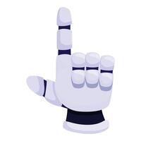 Cartoon robot hand pointing up with index finger vector