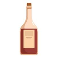 Glass bottle containing red wine with blank label for branding vector