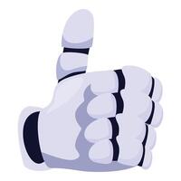 Cartoon robot hand showing thumbs up gesture approving your project vector
