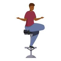 Young man sitting on stool is explaining something vector