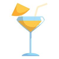 Refreshing yellow cocktail with a slice of fruit and straw in a martini glass vector