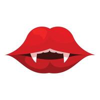 Red lips showing fangs biting down cartoon style vector