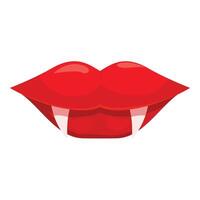 Red vampire lips are showing fangs vector